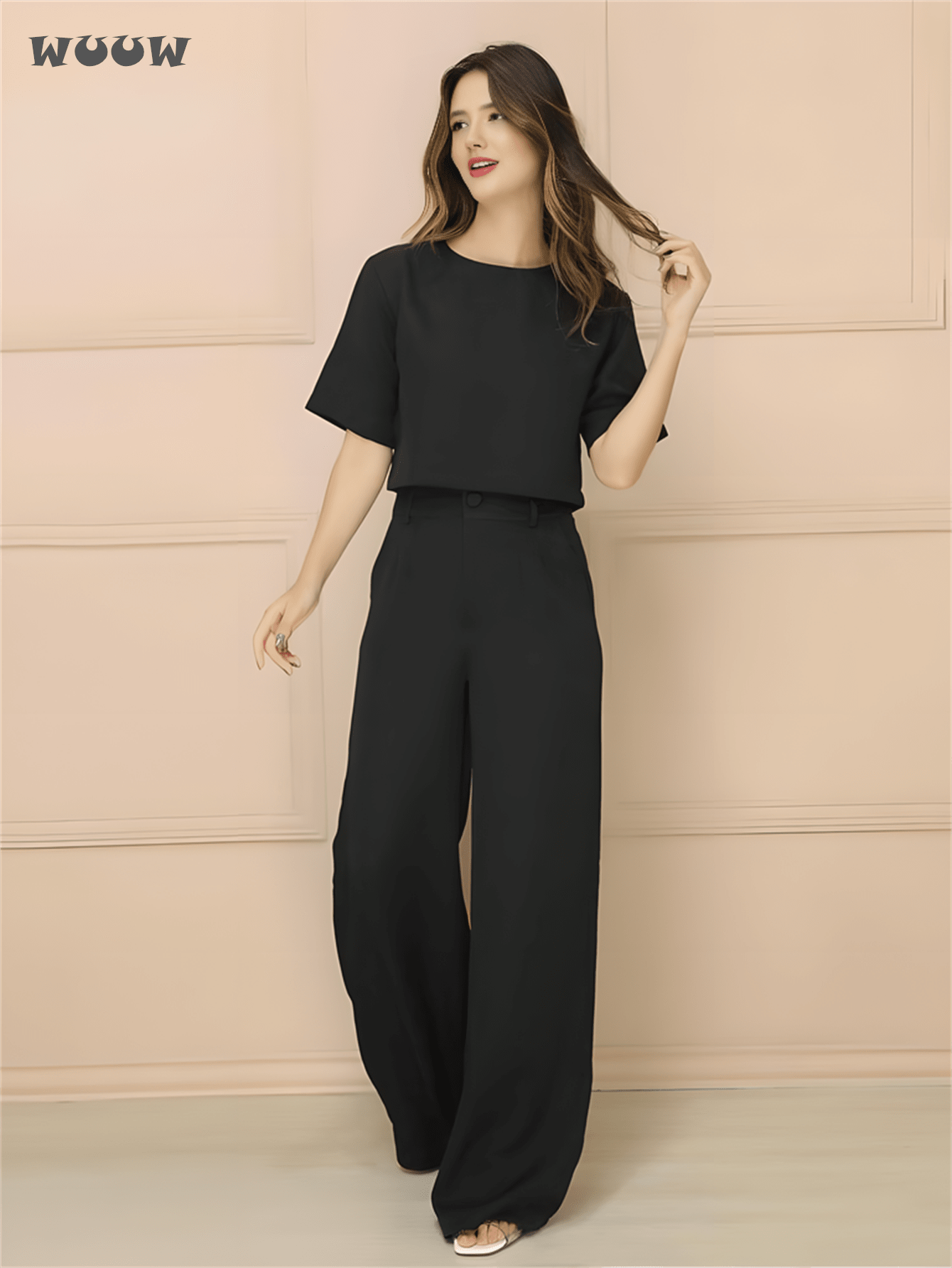 Conjunto Alfaiataria T-Shirt E Calça Pantalona Betina