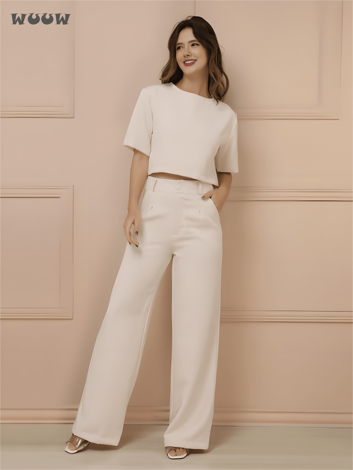 Conjunto Alfaiataria T-Shirt E Calça Pantalona Betina