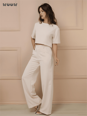 Conjunto Alfaiataria T-Shirt E Calça Pantalona Betina