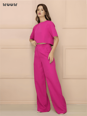 Conjunto Alfaiataria T-Shirt E Calça Pantalona Betina