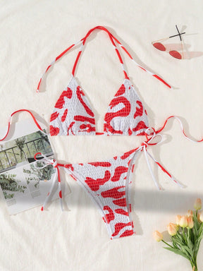 Biquíni Triângulo Multicolorido com Detalhe Franzido