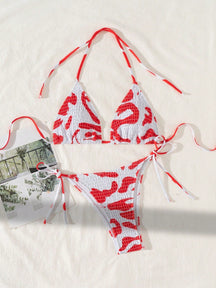 Biquíni Triângulo Multicolorido com Detalhe Franzido