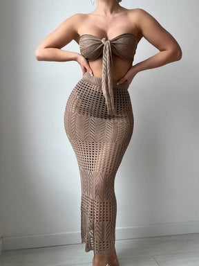 Conjunto de Cobertura Beach Chic com Nó Frontal