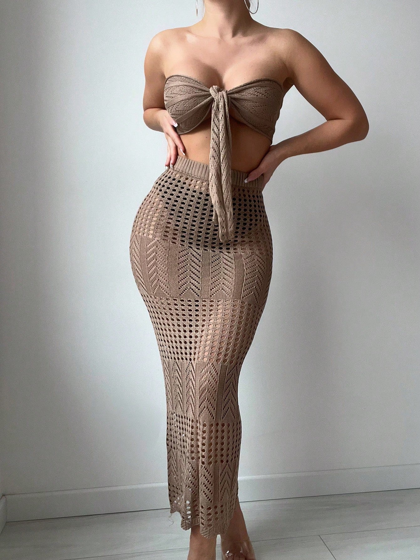 Conjunto de Cobertura Beach Chic com Nó Frontal