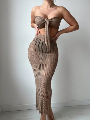 Conjunto de Cobertura Beach Chic com Nó Frontal