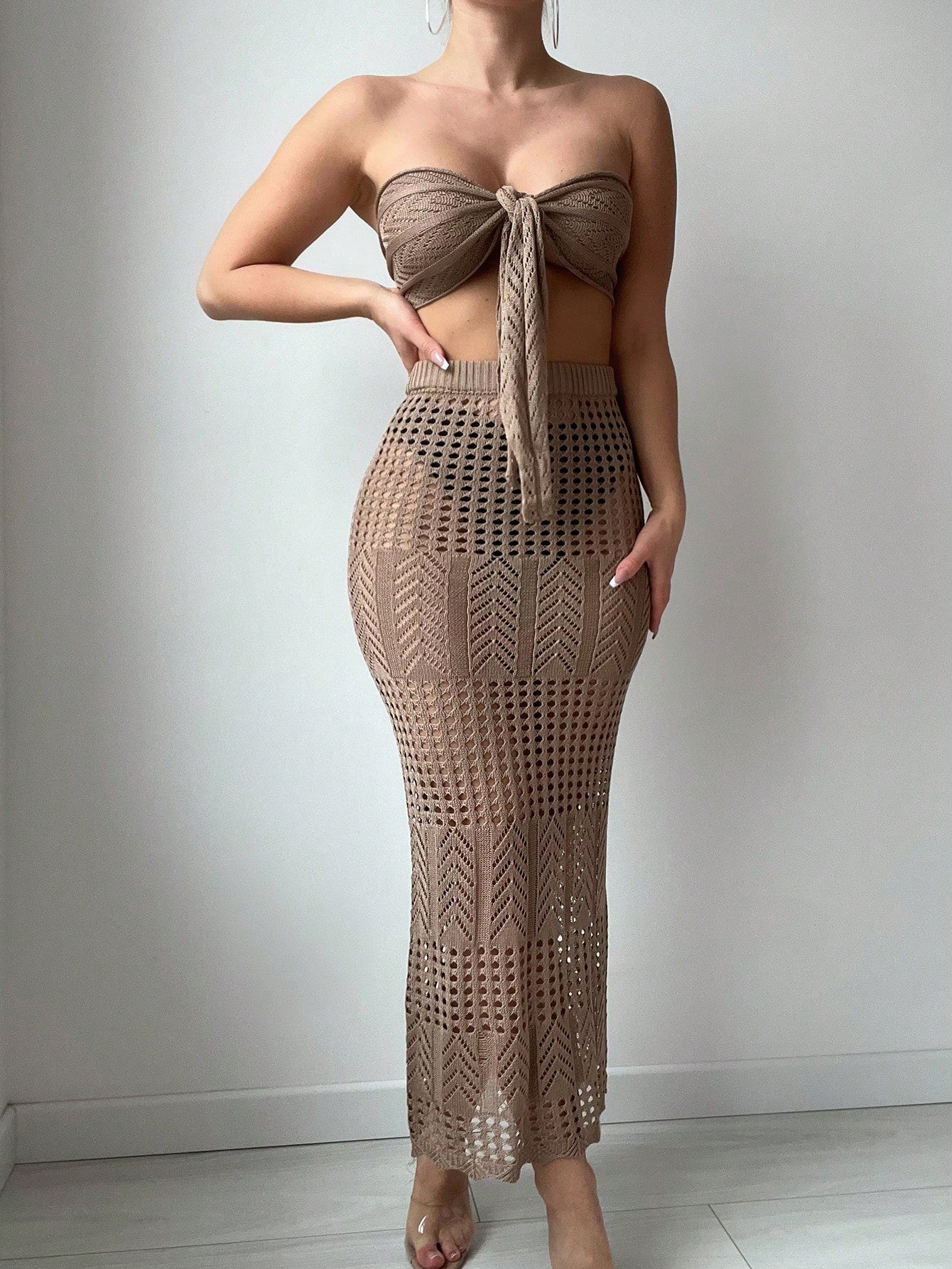 Conjunto de Cobertura Beach Chic com Nó Frontal