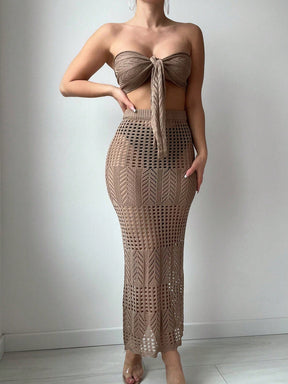 Conjunto de Cobertura Beach Chic com Nó Frontal