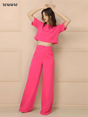 Conjunto Alfaiataria T-Shirt E Calça Pantalona Betina