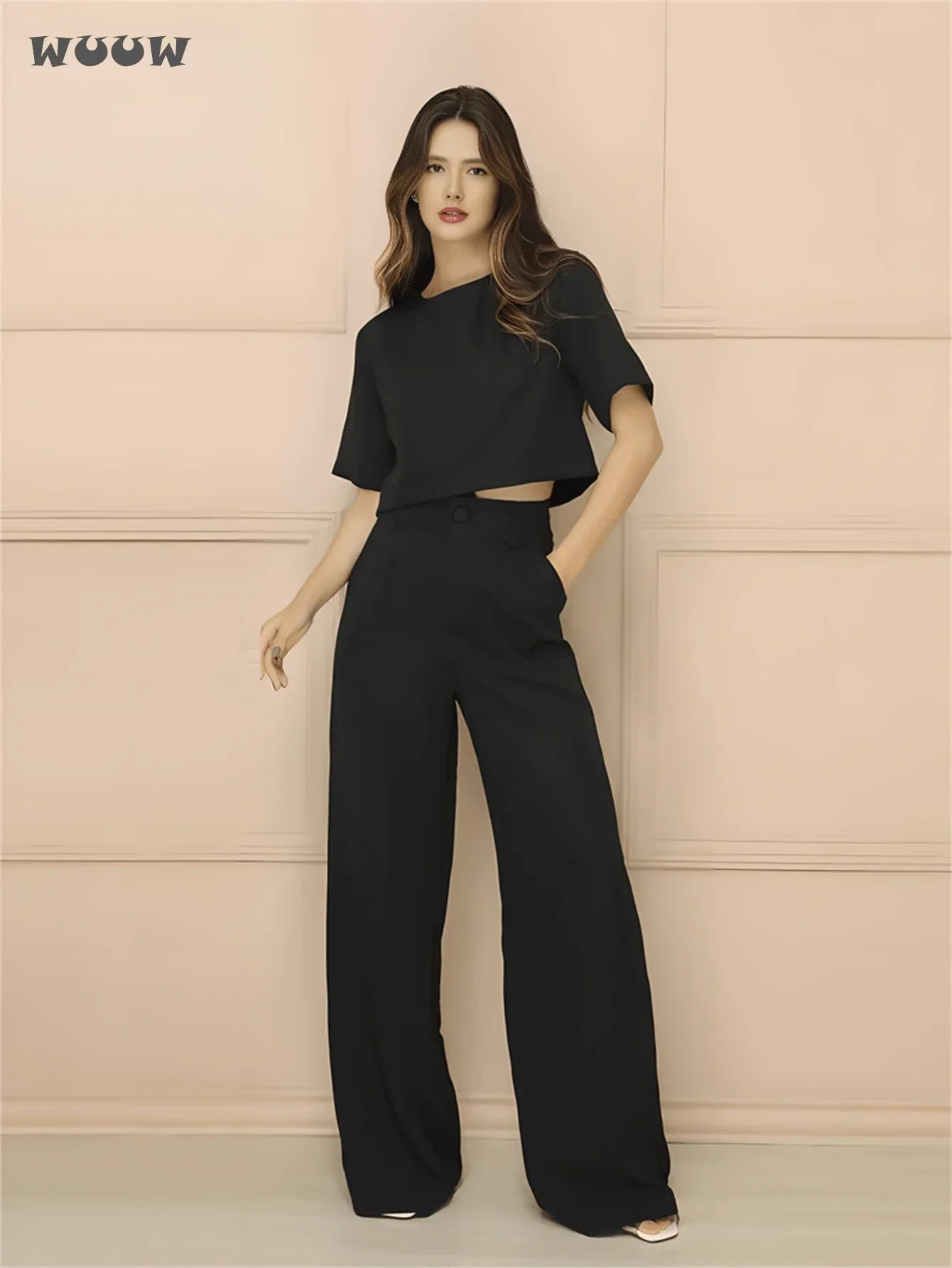 Conjunto Alfaiataria T-Shirt E Calça Pantalona Betina