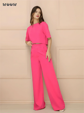 Conjunto Alfaiataria T-Shirt E Calça Pantalona Betina