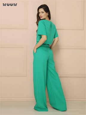 Conjunto Alfaiataria T-Shirt E Calça Pantalona Betina