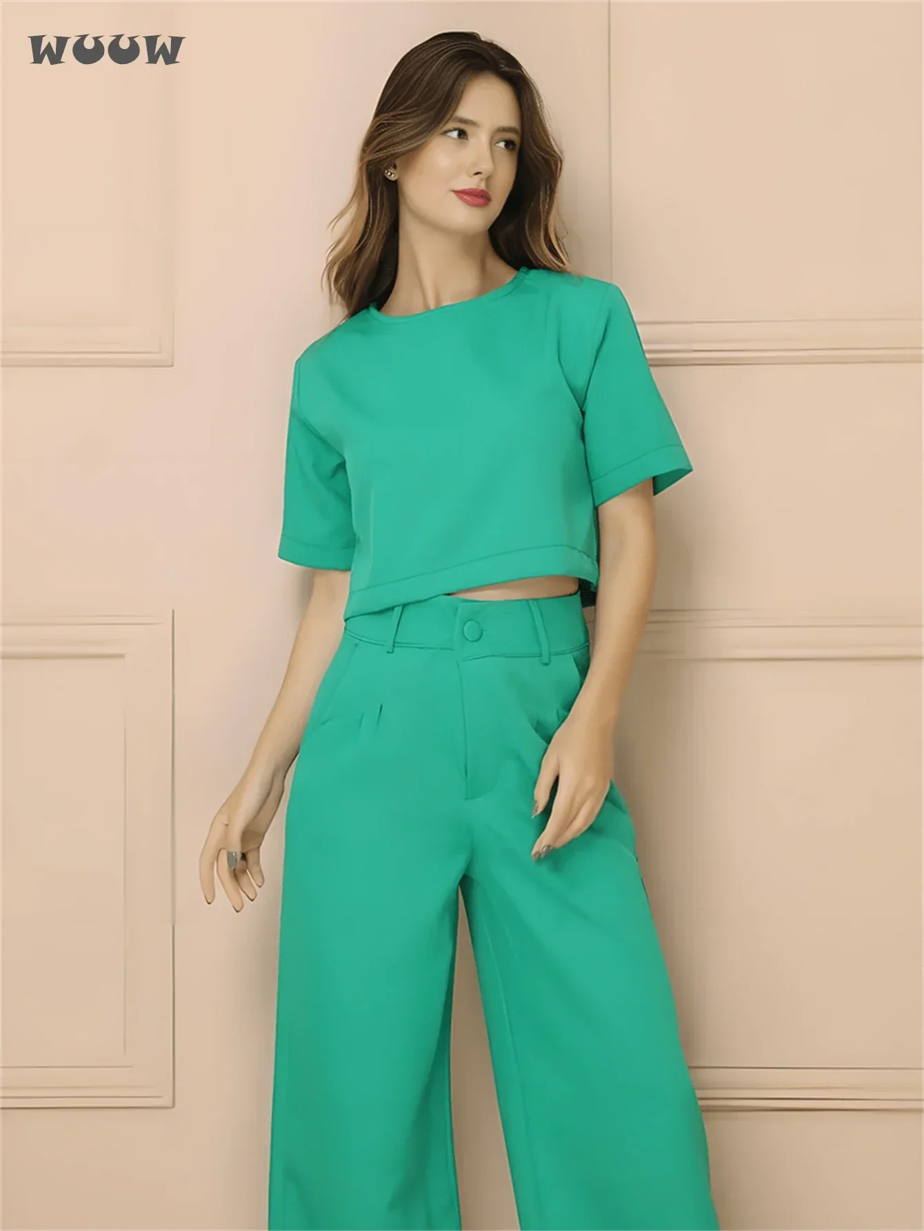 Conjunto Alfaiataria T-Shirt E Calça Pantalona Betina