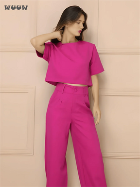 Conjunto Alfaiataria T-Shirt E Calça Pantalona Betina