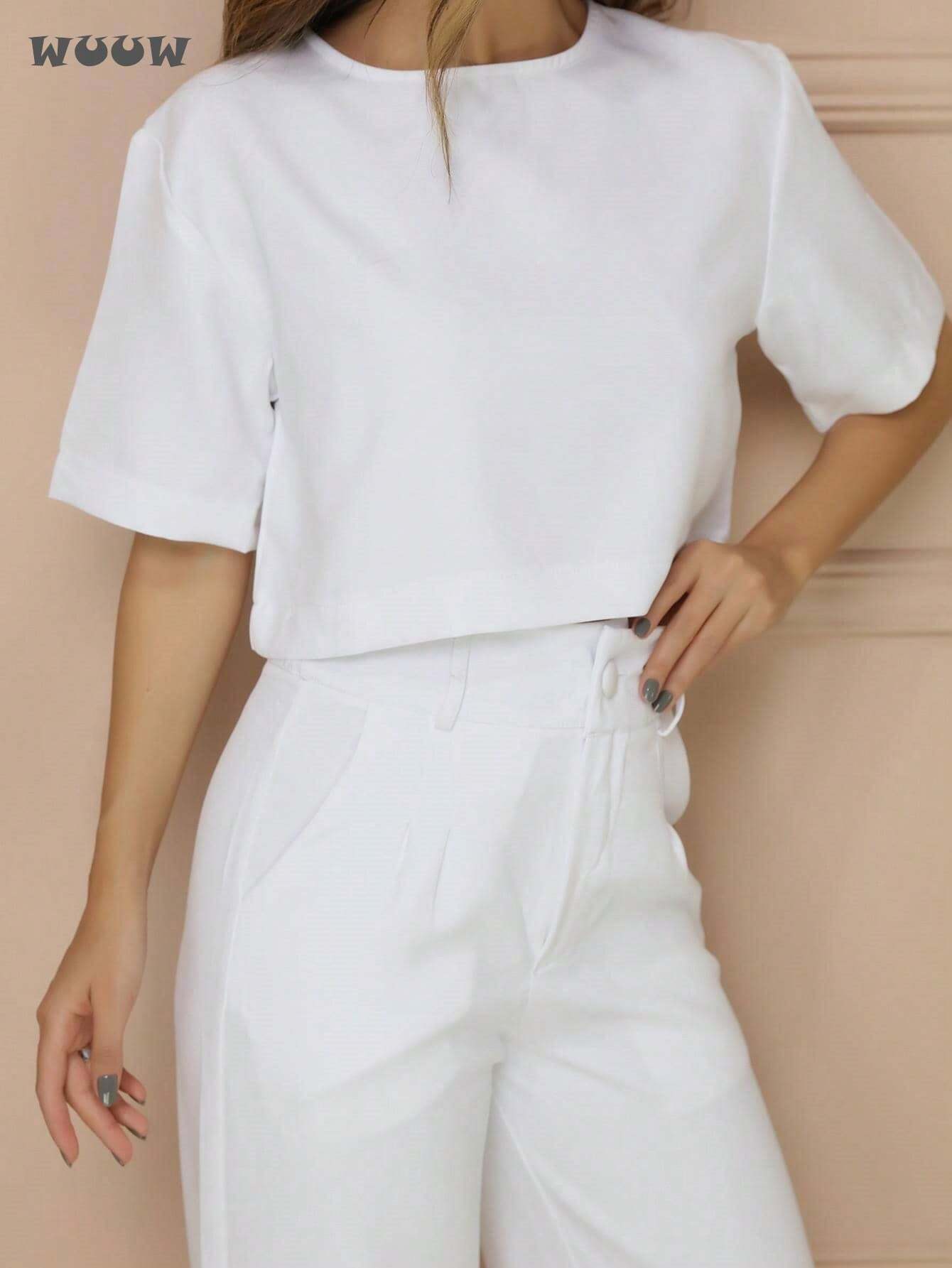 Conjunto Alfaiataria T-Shirt E Calça Pantalona Betina