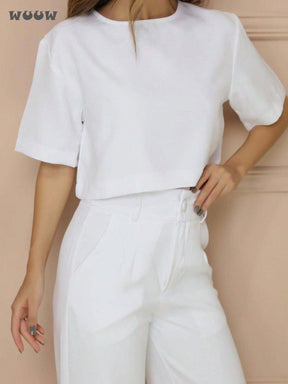 Conjunto Alfaiataria T-Shirt E Calça Pantalona Betina