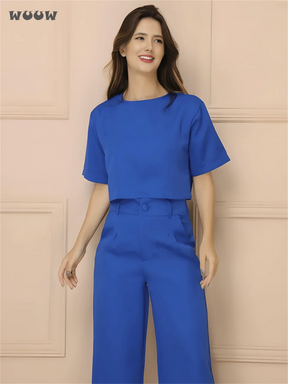 Conjunto Alfaiataria T-Shirt E Calça Pantalona Betina