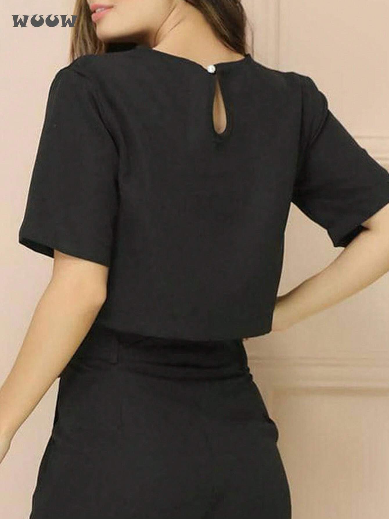 Conjunto Alfaiataria T-Shirt E Calça Pantalona Betina